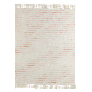 Cream Woven Cotton Striped Throw Blanket - 606114789208