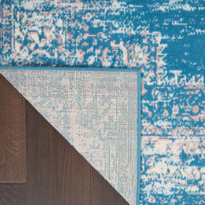 4' X 6' Blue Damask Power Loom Area Rug Polypropylene