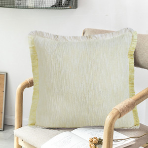 Homeroots Home Decor 20 X 20 Inches Light Yellow and White 100% Cotton Geometric Zippered Pillow