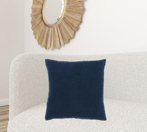 Homeroots Home Decor 22 Inches Navy Blue Cotton Pillow