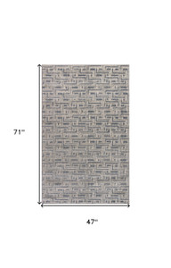 4' x 6' Blue Geometric Distressed Area Rug - 606114851295