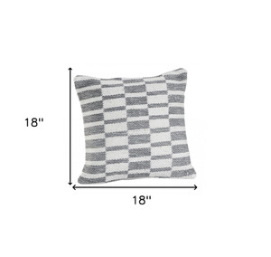 18" X 18" Gray And White 100% Cotton Geometric Zippered Pillow - 606114692546