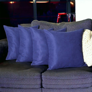 Set Of Four 26" X 26" Navy Blue Polyester Zippered Pillow Cover - 606114855187