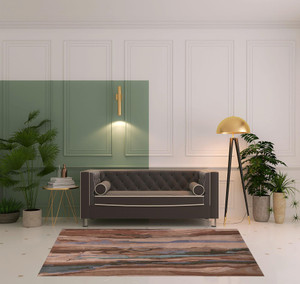 5' X 8' Red Pink And Blue Wool Abstract Tufted Handmade Stain Resistant Area Rug - 606114702450