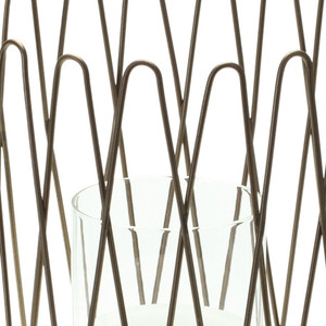 14" Gold Flameless Floor Hurricane Candle Holder - 606114742593