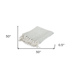 Light Gray Woven 100% Cotton Throw Blanket - 606114879138