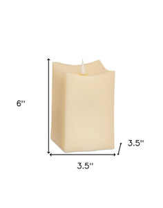 Set of Two Beige Flameless Pillar Candle - 606114822622