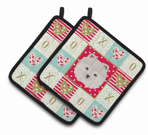 Dog Portrait XOXO on Pair of Pot Holders - 194030123614