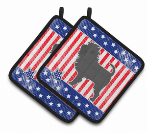 USA Patriotic Dog Art Pair of Pot Holders - 638508524317