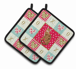 Seated Cat XOXO Pair of Pot Holders - 194030166536
