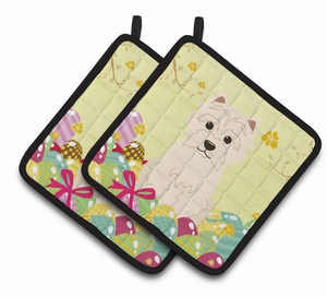 Easter Eggs Dog Pair of Pot Holders - 638508766328