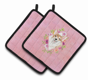 Dogs and Flowers Pair of Pot Holders - 194030079102