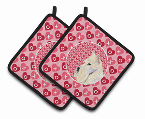 Dog Valentine's Day Portrait Pair of Pot Holders - 638508407948