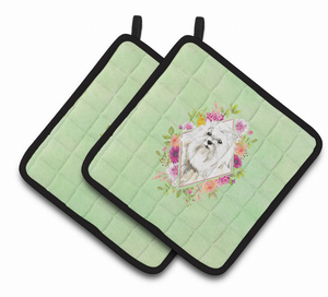 Dogs and Flowers Pair of Pot Holders - 194030080245