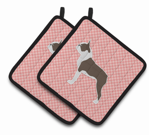 Dog Checkerboard Design Pair of Pot Holders - 638508526274