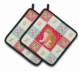 Rabbit XOXO on Pair of Pot Holders - 194030131923
