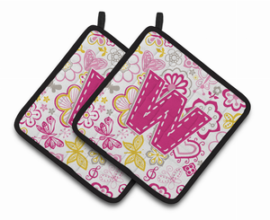 Monogram Floral Pair of Pot Holders - 638508387165