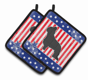 USA Patriotic Dog Art Pair of Pot Holders - 638508524096