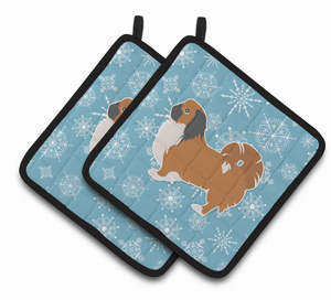 Snowflake and Dog Art Pair of Pot Holders - 638508525215