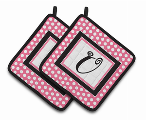 Monogram Polkadots Pair of Pot Holders - 638508377197