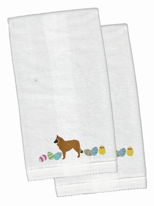 Easter Dog Design White Embroidered Plush Hand Towel Set of 2 - 652259232413