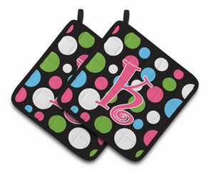 Monogram Polkadots Pair of Pot Holders - 638508370358