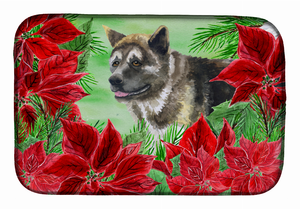 Poinsettias Dog on Dish Drying Mat - 652259252459