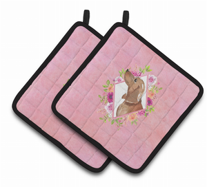 Dogs and Flowers Pair of Pot Holders - 194030078488