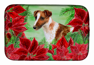 Poinsettias Dog on Dish Drying Mat - 652259252244
