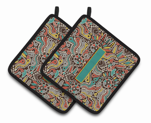 Monogram Retro Pair of Pot Holders - 638508385215