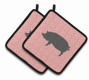 Berkshire Pig Animal on Pair of Pot Holders - 638508924940