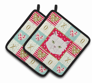 Cat Portrait XOXO on Pair of Pot Holders - 194030118375