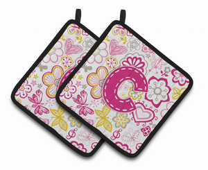 Monogram Floral Pair of Pot Holders - 638508386960