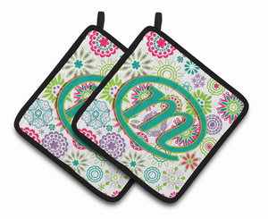 Monogram Floral Pair of Pot Holders - 638508384737