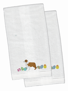 Easter Dog Design White Embroidered Plush Hand Towel Set of 2 - 652259233113