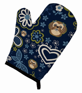 Blue Flowers Dog Art Oven Mitt - 638508607720