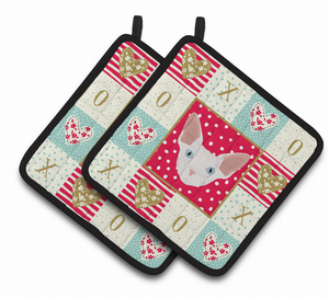 Cat Portrait XOXO on Pair of Pot Holders - 194030119228