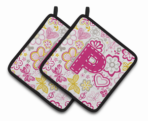 Monogram Floral Pair of Pot Holders - 638508387097
