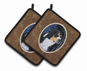 Starry Night Bernese Mountain Dog Pair of Pot Holders - 638508380531