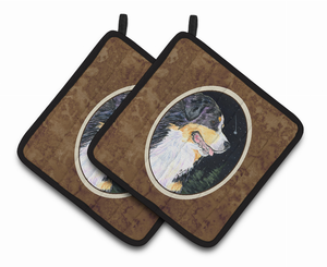 Starry Night Bernese Mountain Dog Pair of Pot Holders - 638508361448
