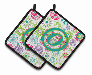 Monogram Floral Pair of Pot Holders - 638508384751