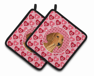 Dog Valentine's Day Portrait Pair of Pot Holders - 638508407528