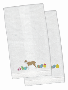 Easter Dog Design White Embroidered Plush Hand Towel Set of 2 - 652259232574
