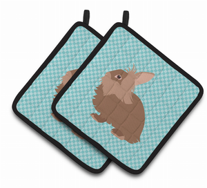Lionhead Rabbit Animal on Pair of Pot Holders - 638508926951