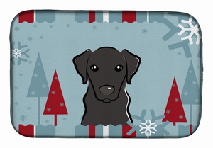 Winter Holiday Dog on Dish Drying Mat - 652259245956