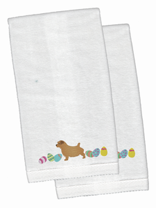 Easter Dog Design White Embroidered Plush Hand Towel Set of 2 - 652259233007