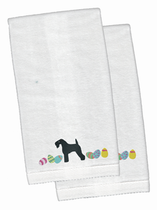 Easter Dog Design White Embroidered Plush Hand Towel Set of 2 - 652259232932