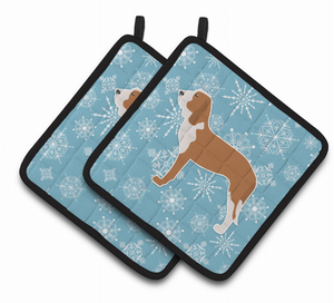 Snowflake and Dog Art Pair of Pot Holders - 638508524744