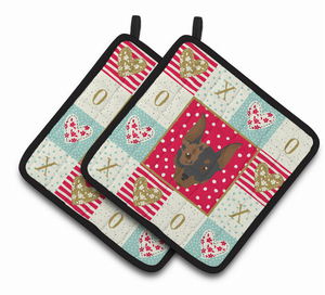 Dog Portrait XOXO on Pair of Pot Holders - 194030123553