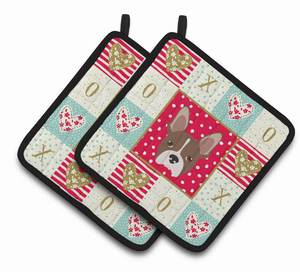 Dog Portrait XOXO on Pair of Pot Holders - 194030123386